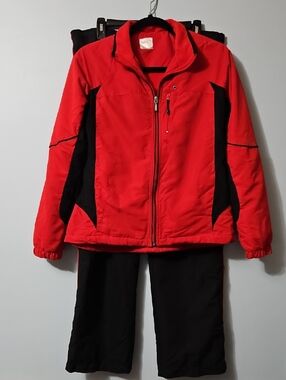 Danskin Now Red and Black 2pc Track Jogger Jacket And Pants Matching Set Size M